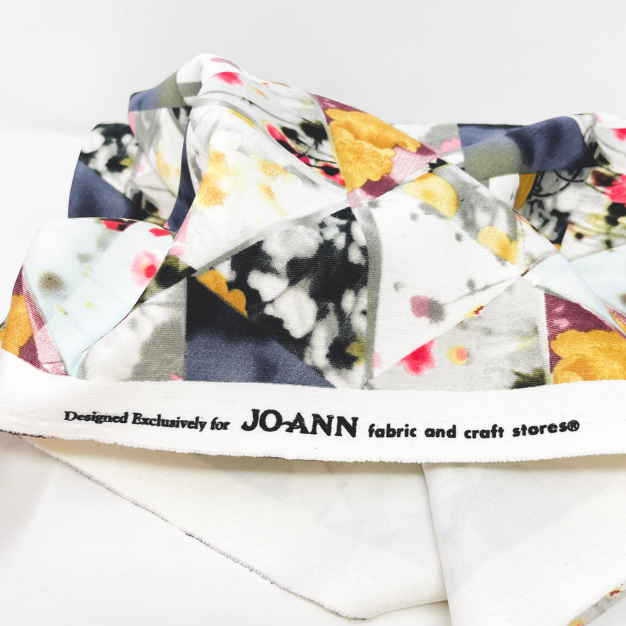 Appx 1 yd - Patchwork Petals Polyester Fabric