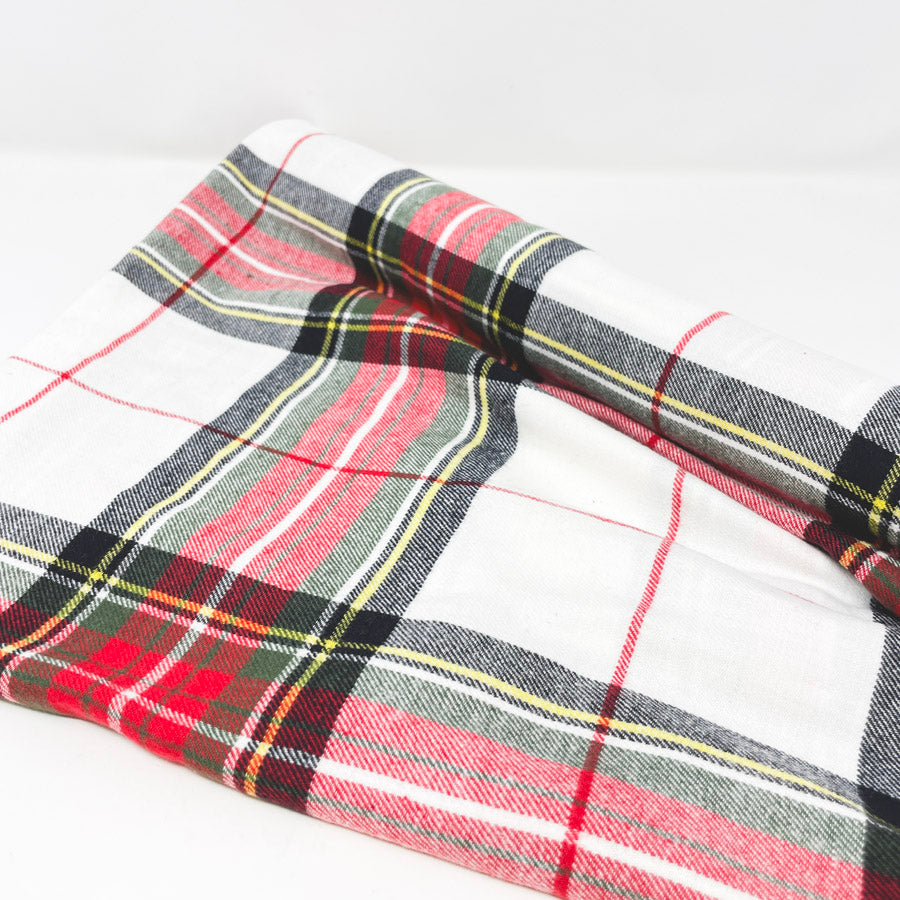 Appx 1 yd - Winter White Plaid Flannel Fabric