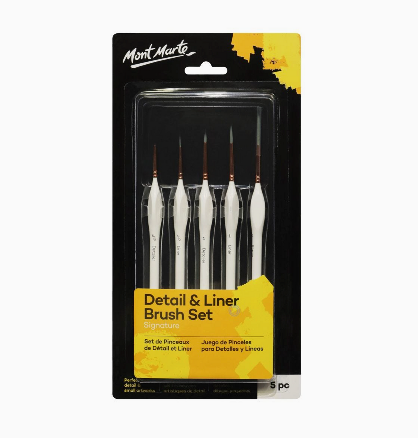 NEW // Detail & Liner Brush Set Signature 5pc by Mont Marte