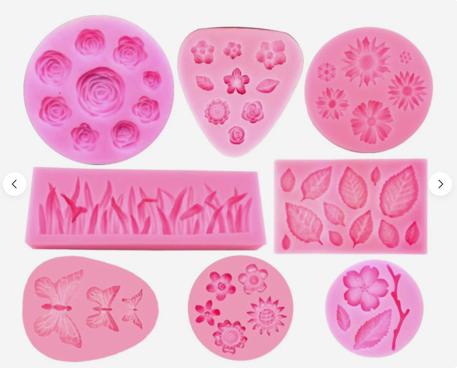 Bundle of 8 Floral Themed Silicone Molds