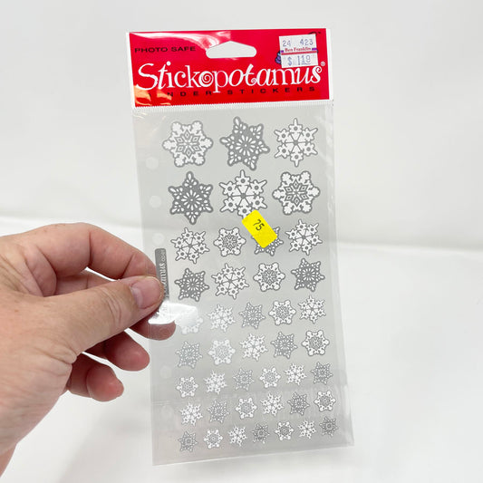 Stickopotamus Silver Snowflake Stickers