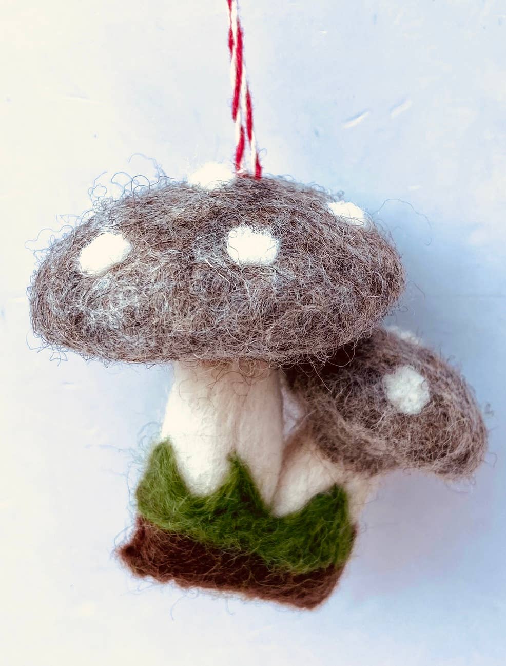 NEW // Grey Felt Mushroom Ornament