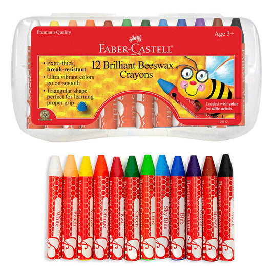 NEW // Faber-Castell Beeswax Crayons in Storage Case (12)