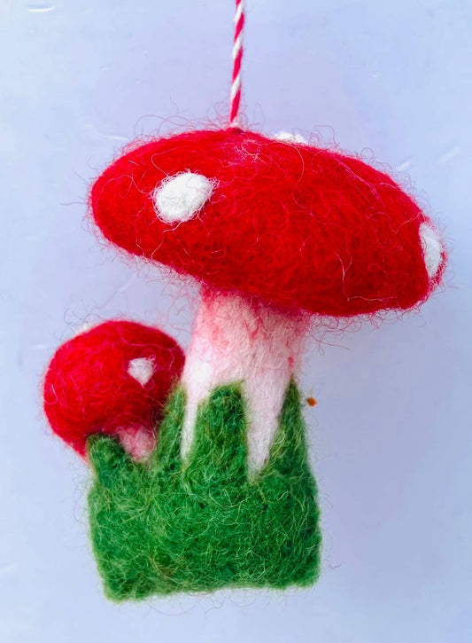 NEW // Red Felt Mushroom Ornament