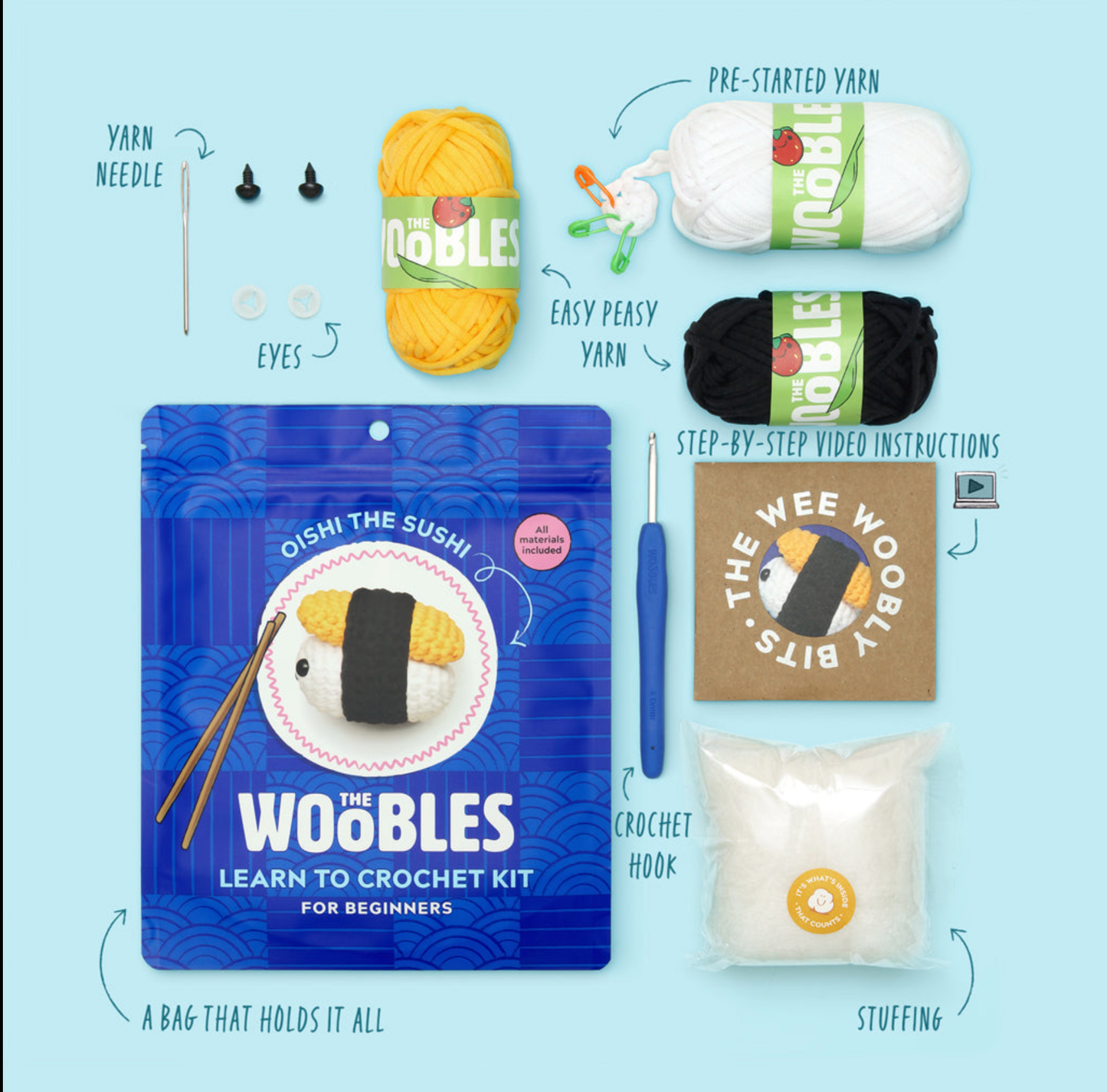 NEW // The Woobles - Oishi the Sushi Beginner Crochet Kit 