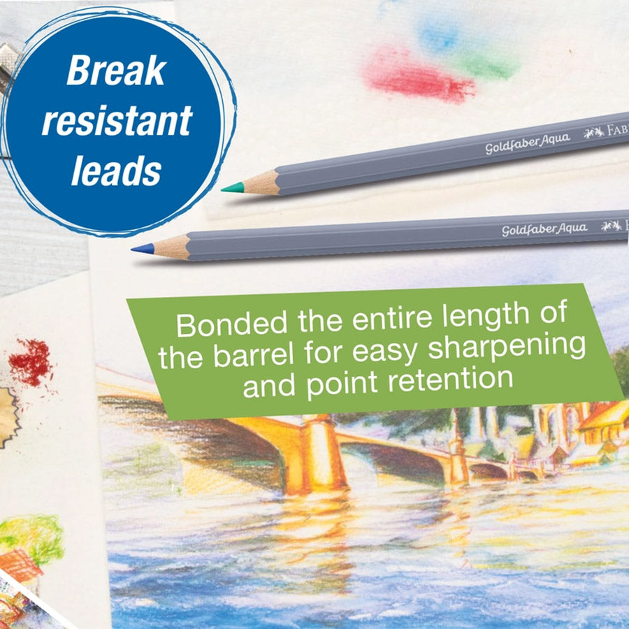 NEW // Faber-Castell Goldfaber Landscape Colors – Aqua Watercolor Pencils, Box of 12