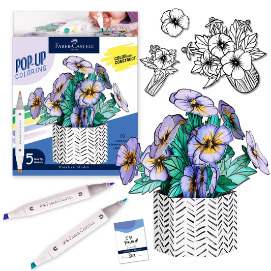 NEW // Faber-Castell Pop Up Coloring Pansy Bouquet
