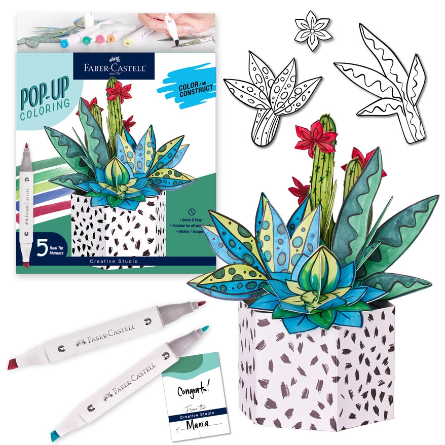 NEW // Faber-Castell Pop Up Coloring Succulents Bouquet