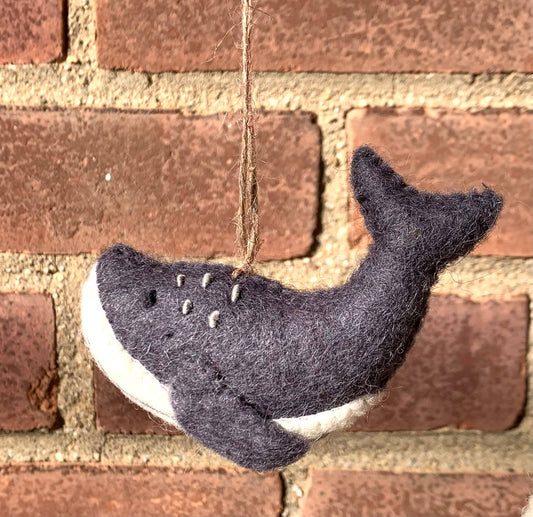 NEW // Gray Felt Whale Ornament