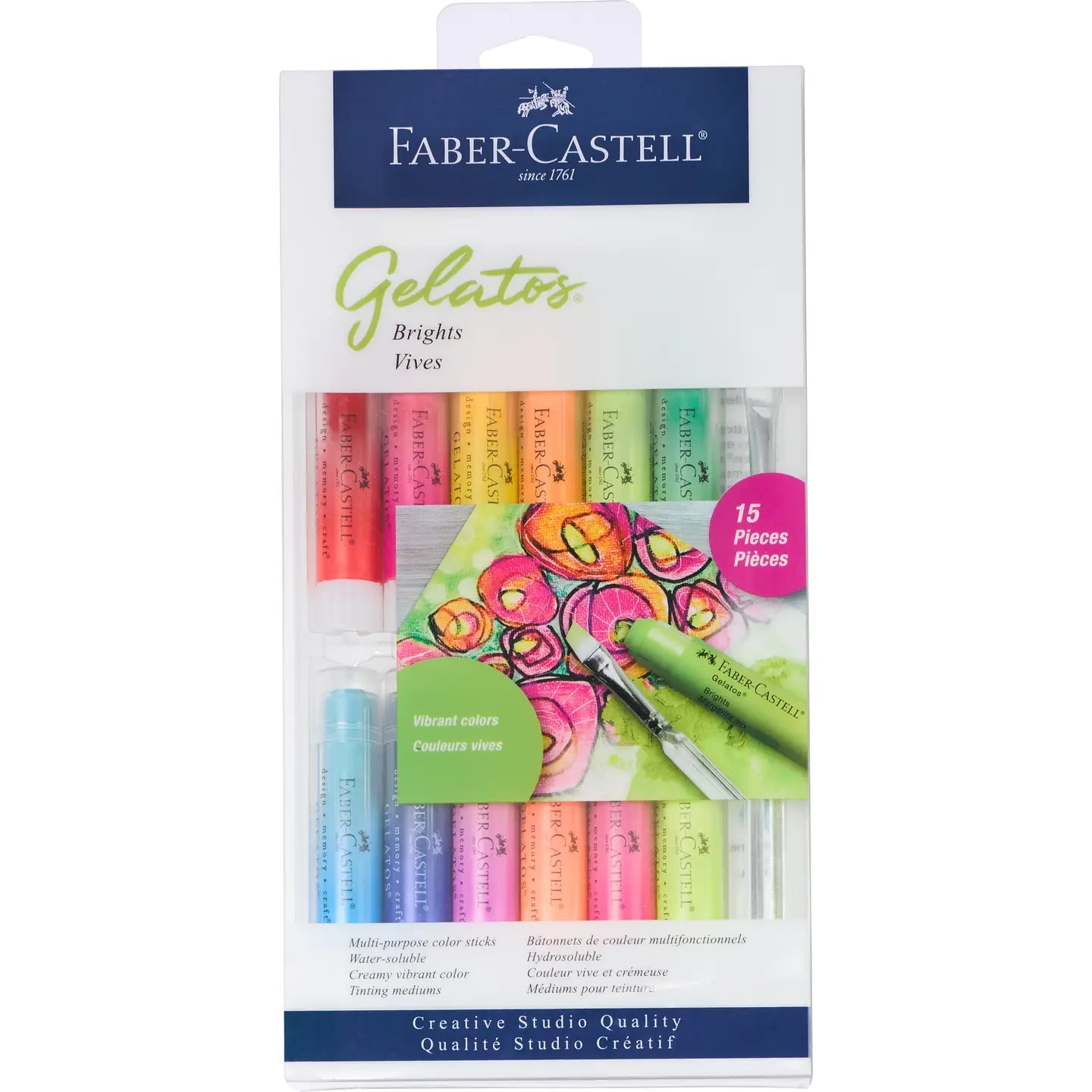 NEW // Faber-Castell Gelatos Pigment Art Sticks, Brights - 15-Piece Set