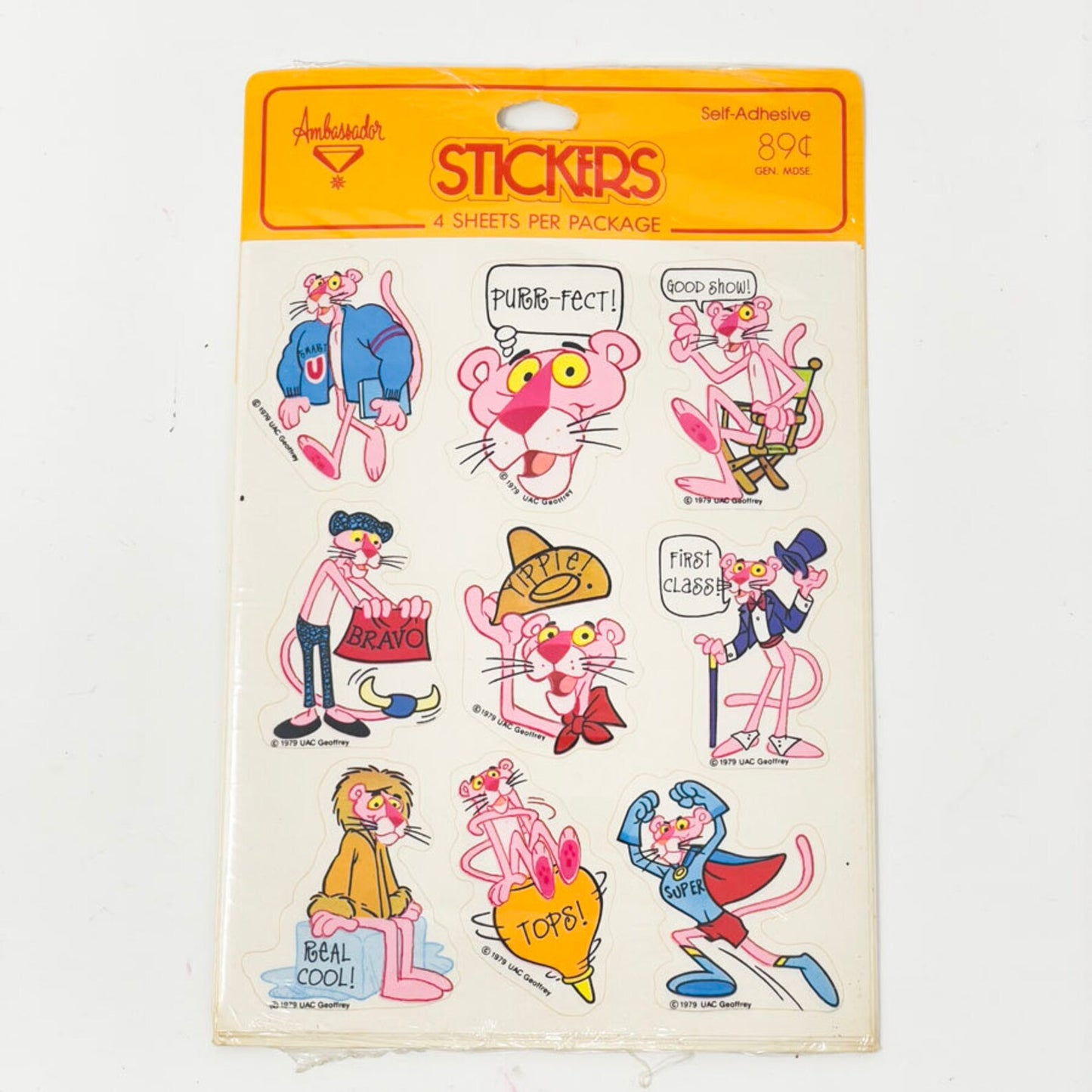Vintage 1979 Hallmark Ambassador Sticker Pack - Pink Panther - Unopened