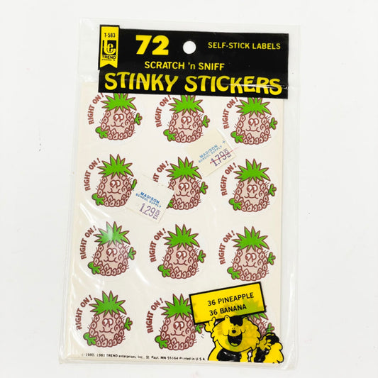 1980s Trend Scratch & Sniff Stinky Stickers - Pineapple and Banana - Unopened Pack