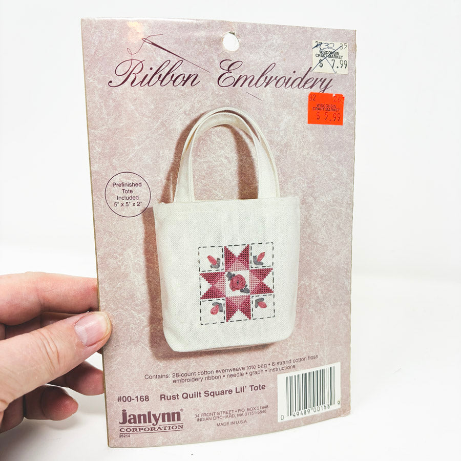 Ribbon Embroidery Lil' Tote Cross Stitch Kit by Janlynn