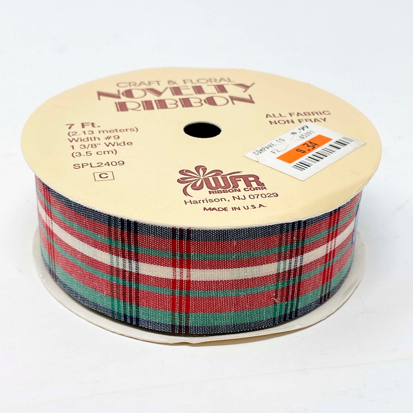 Tartan Fabric Ribbon Spool