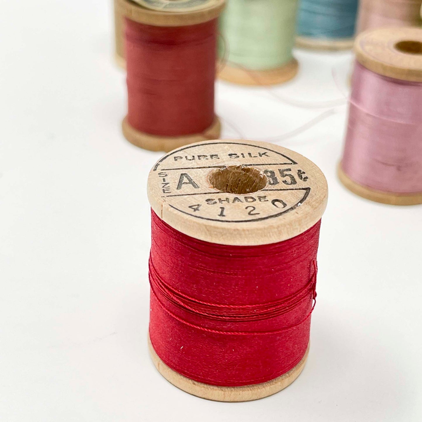 Vintage Wood Spools of Assorted Thread