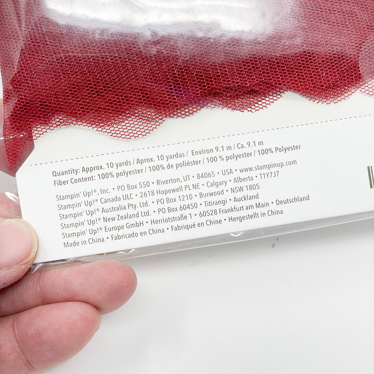 Stampin' Up Scalloped Tulle Ribbon - 3 1/2" - Cherry Cobbler