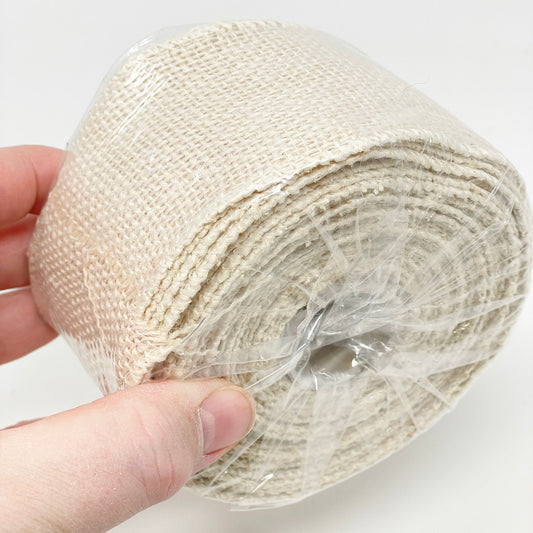 Roll of Ivory Burlap Ribbon with Wired Edges