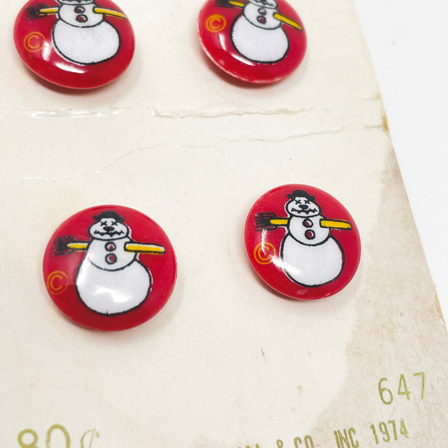 Carded Buttons - Red Snowman