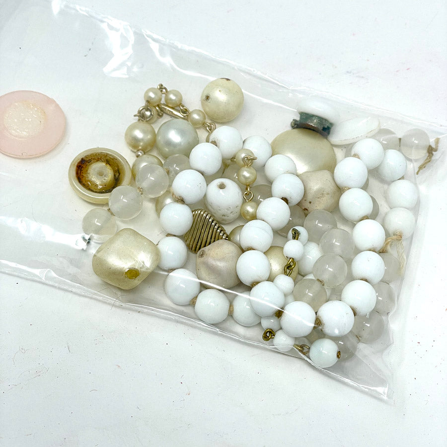 Assorted White Plastic Beads
