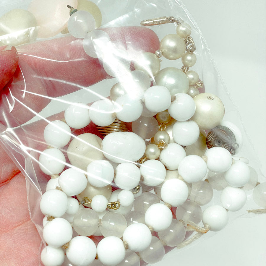 Assorted White Plastic Beads