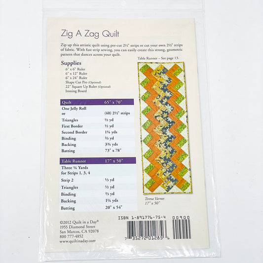 Quilt In a Day "Zig A Zag" Quilt Pattern
