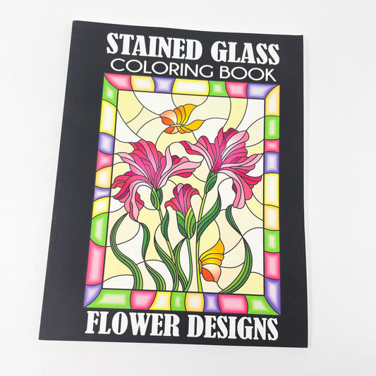 Stained Glass Coloring Book - Flower Designs