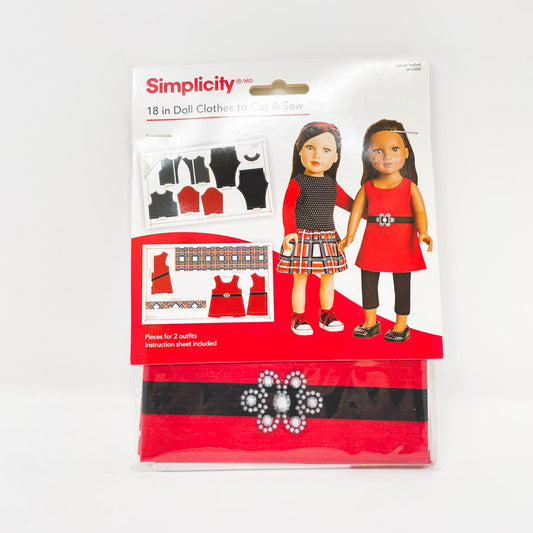 Simplicity 18" Doll Clothes to Cut and Sew Printed Fabric Panel