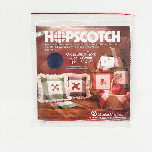 Hopscotch Cross Stitch Fabric - Navy Grid - 100% Cotton
